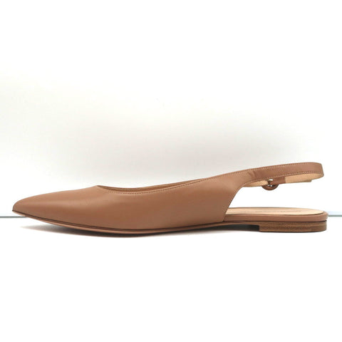 Gianvito Rossi Slingback Flats Anna Praline Leather Size 41 Pointed Toe NEW