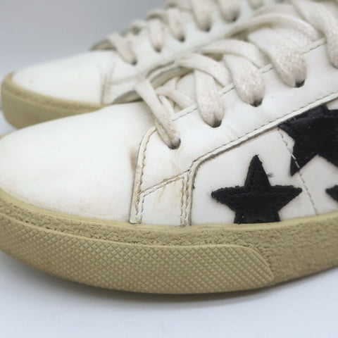 Saint Laurent Court Classic Star Sneakers White & Black Leather Size 36.5