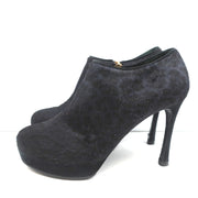 Yves Saint Laurent Platform Booties Navy/Black Leopard Print Pony Hair Size 38
