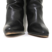 Hermes Knee High Boots Brown-Trimmed Black Leather Size 36 High Heel