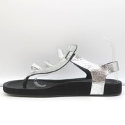 Isabel Marant Leakey Ruffle Sandals Silver Metallic Leather Size 41