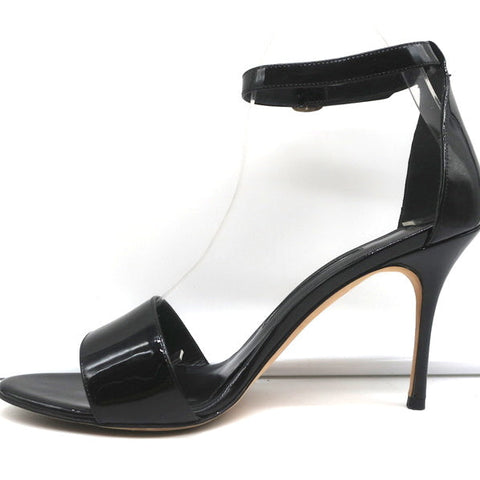 Manolo Blahnik Tres Ankle Strap Sandals Black Patent Leather Size 39