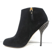 Sergio Rossi Studded Heel Booties Black Suede Size 38.5 Ankle Boots