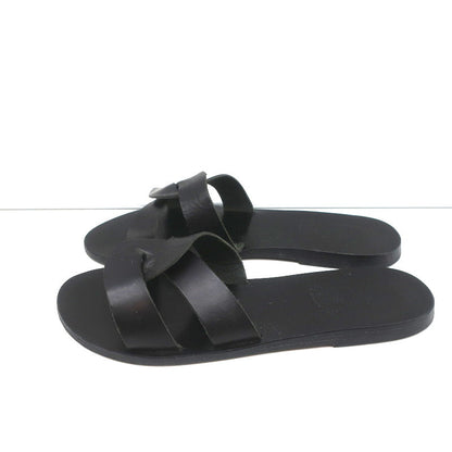 Ancient Greek Sandals Desmos Slides Black Leather Size 38