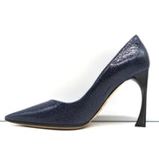 Christian Dior Songe Pumps Navy Cracked Leather Size 37 Pointed Toe Heels