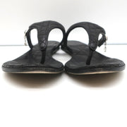 Christian Dior Cannage Thong Sandals Black Leather Size 35.5 Flat Slides