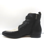 Jimmy Choo Ankle Boots Marlin Cream Snake Print & Black Leather Size 37