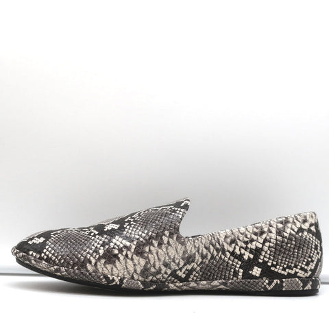 Vince Loafers Paz Gray/Cream Snake-Print Leather Size 7 Slip-On Flats