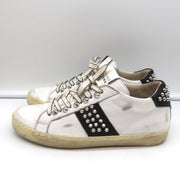 Leather Crown Iconic Stud Low Top Sneakers White & Black Leather Size 38