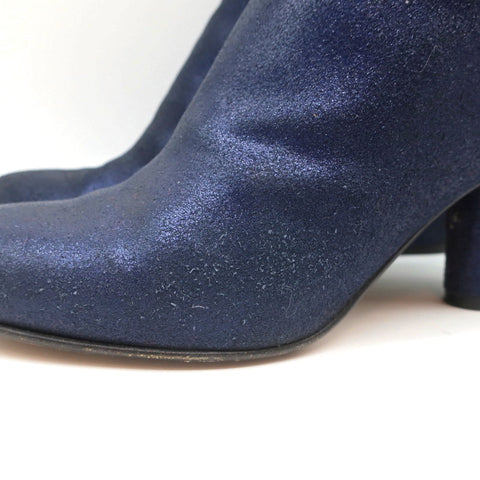 Maison Margiela Ankle Boots Navy Metallic Suede Size 38