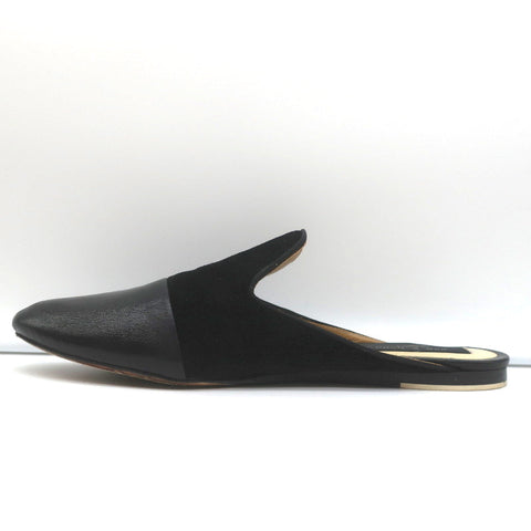Rag & Bone Flat Mules Sabine Black Suede & Leather Size 41