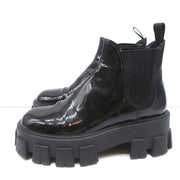 Prada Monolith Chelsea Boots Black Patent Leather Size 36