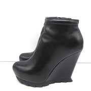 Camilla Skovgaard Saw-Sole Wedge Booties Black Leather Size 36 Ankle Boots