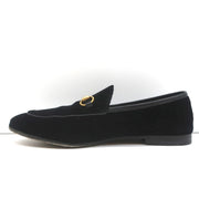 Gucci Jordaan Horsebit Loafers Black Velvet Size 37.5