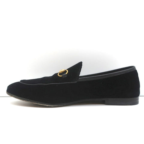 Gucci Jordaan Horsebit Loafers Black Velvet Size 37.5