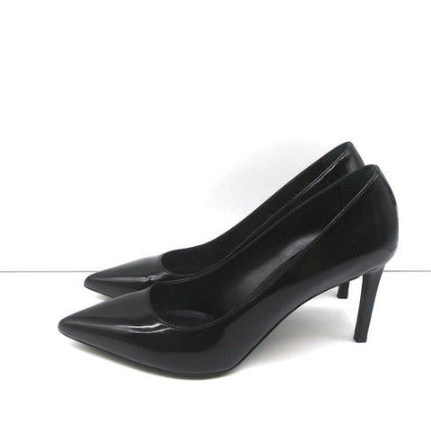 Saint Laurent Paris 80 Pumps Black Patent Leather Size 37.5 Pointed Toe Heels