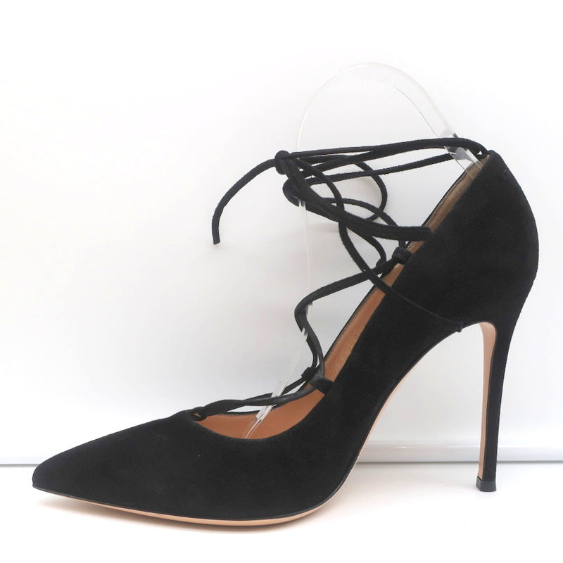 Gianvito Rossi Femi Lace-Up Pumps Black Suede Size 39 Pointed Toe Heels