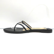 Jimmy Choo Flat Thong Slide Sandals Black Leather Size 38.5
