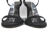 Pedro Garcia Ankle Strap Sandals Clara Black Crystal-Embellished Satin Size 37