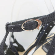 Christian Dior Platform Cut-Out Sandals Black Snakeskin & Patent Size 37.5