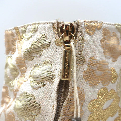 Dolce & Gabbana Ankle Boots Gold Metallic Brocade Size 39 Low Heel Booties NEW