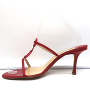 Jimmy Choo Ring Slide Sandals Red Leather Size 41 Open Toe Heels
