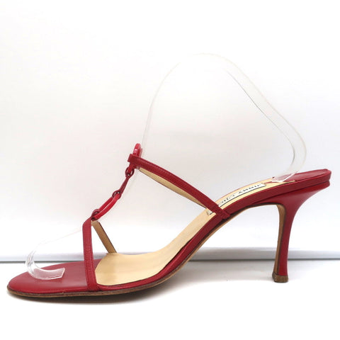 Jimmy Choo Ring Slide Sandals Red Leather Size 41 Open Toe Heels