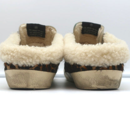 Golden Goose Superstar Sabot Shearling Sneakers Leopard Print Calf Hair Size 37