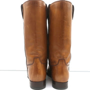 Gucci Riding Boots Brown Burnished Leather Size 37 Mid Calf Flat