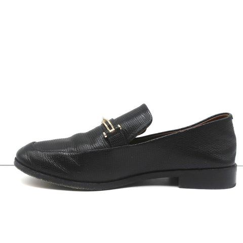 NewbarK Melanie Loafers Black Embossed Leather Size 7.5 Slip-On Flats