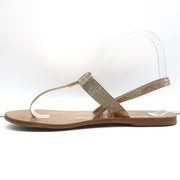 Pedro Garcia Crystal Thong Sandals Zulmar Gold Satin Size 38 Slingback Flats