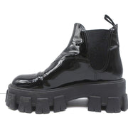 Prada Monolith Chelsea Boots Black Patent Leather Size 36