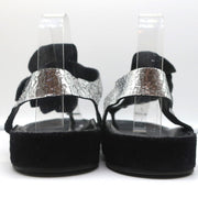 Isabel Marant Leakey Ruffle Sandals Silver Metallic Leather Size 41
