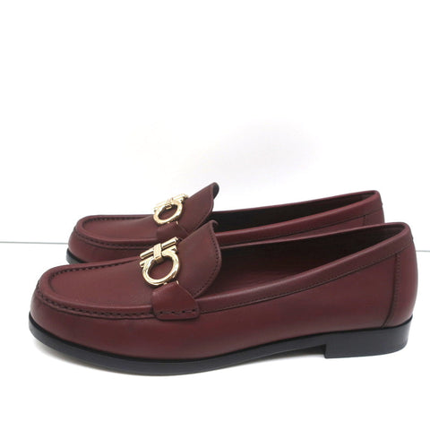 Salvatore Ferragamo Rolo Gancini Loafers Burgundy Leather Size 7.5C NEW