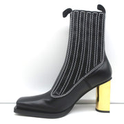 Proenza Schouler Gold Heel Chelsea Boots Black Leather Size 36.5 NEW