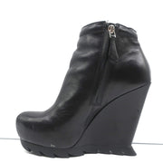 Camilla Skovgaard Saw-Sole Wedge Booties Black Leather Size 36 Ankle Boots