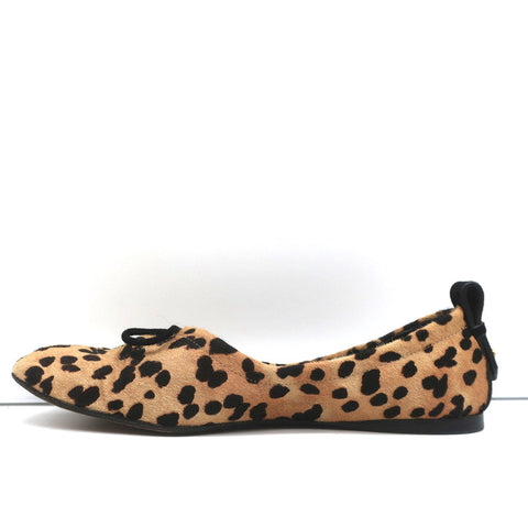 Frame Square Toe Ballet Flats Le Sunset Leopard Print Calf Hair Size 37.5