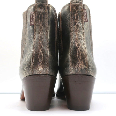 Penelope Chilvers Chelsea Boots Salva Antique Gold Metallic Leather Size 41