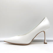 Manolo Blahnik Pumps Urgenzapla White Leather Size 36.5 Pointed Toe Heels