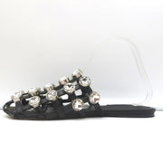Alexander Wang Amelia Crystal-Studded Mules Black Leather Size 39 Caged Sandals