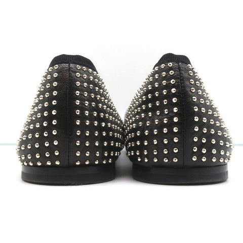 Saint Laurent Dance Ballet Flats Black Studded Leather Size 37.5