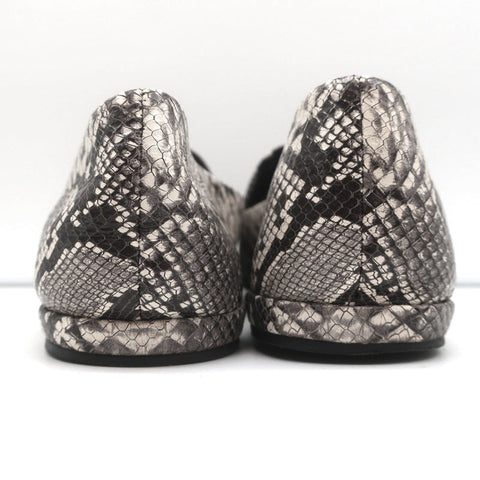 Vince Loafers Paz Gray/Cream Snake-Print Leather Size 7 Slip-On Flats