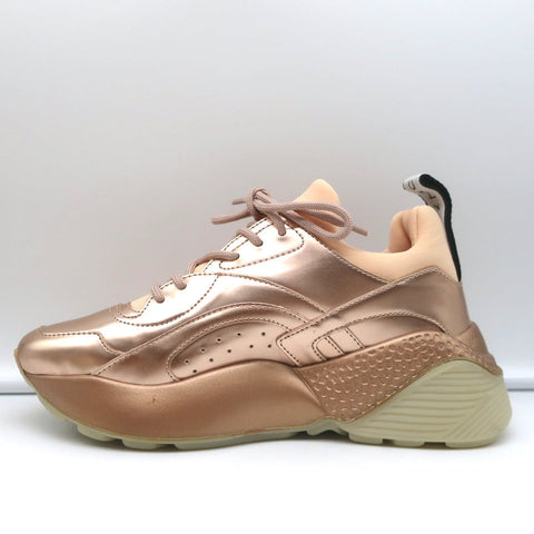 Stella McCartney Eclypse Sneakers Rose Gold Metallic Faux Leather Size 38 NEW