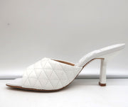 Schutz Fryda Mules White Quilted Leather Size 9 Open Toe Sandals NEW
