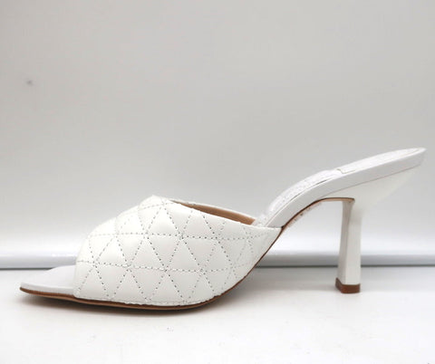 Schutz Fryda Mules White Quilted Leather Size 9 Open Toe Sandals NEW