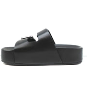 Balenciaga Mallorca Platform Slide Sandals Black Leather Size 37 NEW