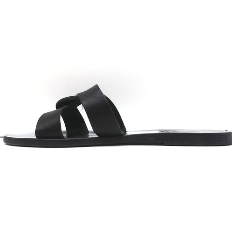 Ancient Greek Sandals Desmos Slides Black Leather Size 38