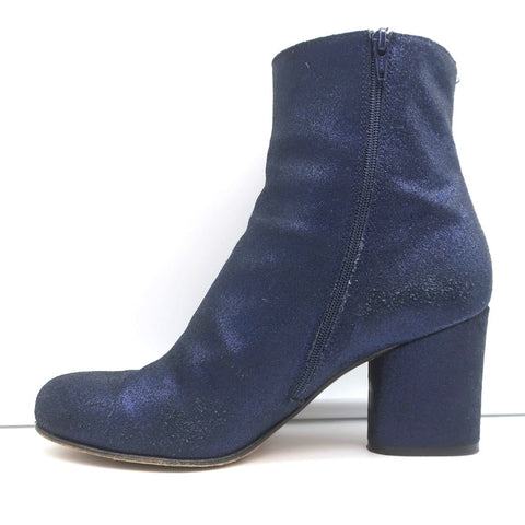 Maison Margiela Ankle Boots Navy Metallic Suede Size 38