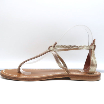K.Jacques Buffon T-Strap Sandals Platinum Disco Leather Size 38