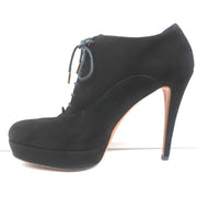 Gucci Betty Lace-Up Platform Booties Black Suede Size 38.5